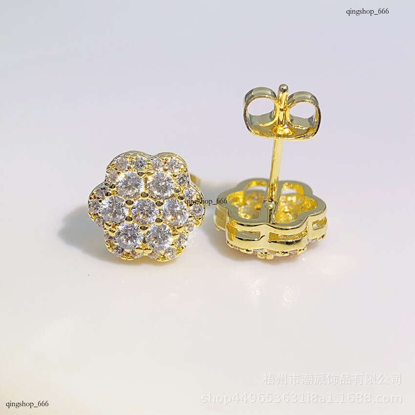 Hip-Hop Sterling Silver Zircon/Sier Moissanite Full Dia Electroplated Earrings for Men and Women