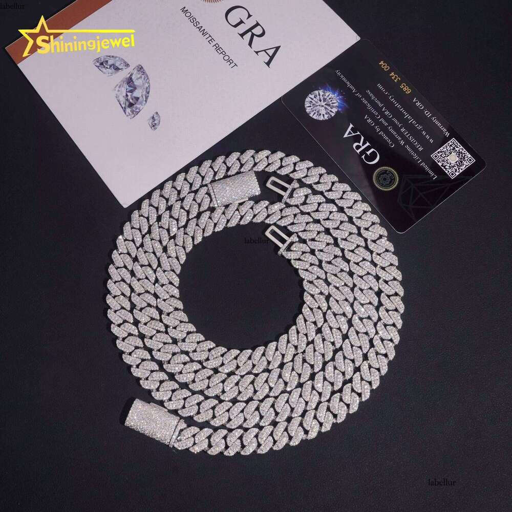 Pass Tester 10Mm Cuban Sterling Sier Carbonite Hip Hop Jewelry Men's Fashion Chain Necklace