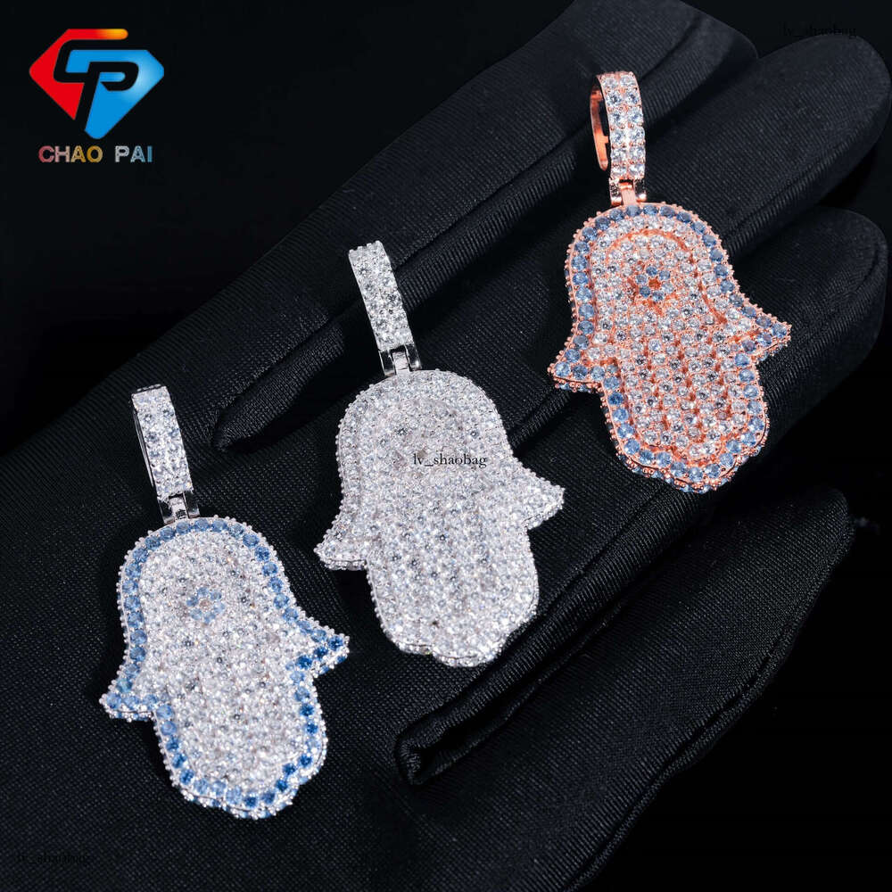 Hip-Hop Style Fatima's Palm Iced Out VVS Inlaid Moissanite chain Trendy Personality Niche Pendant Jewelry