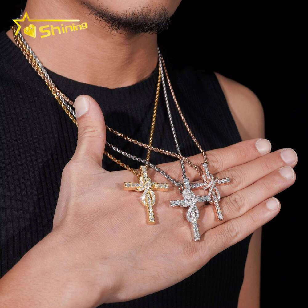 Sterling Sier Jewelry New Arrivals Hip Hop VVS Dia Iced Out Moissanite Cross Pendant