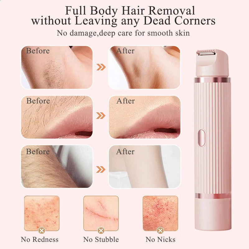 Electric Shaver for Women Bikini Trimmer Mustache Hair Removal Razor Ladies Face Underarm Legs Electric Painless Epilator 250805