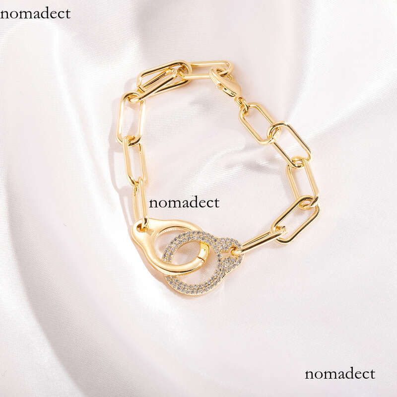 Hip Hop Unisex Punk Independent Packaging Micro Inlaid Geometric Bracelet Gold Jewelry New Style Accessories