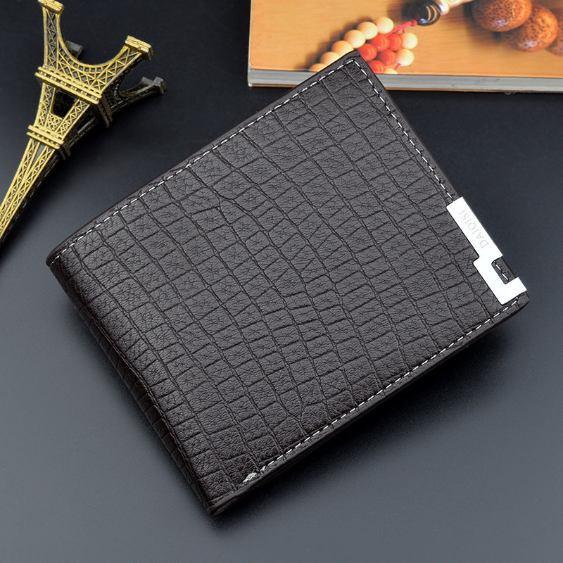 New Men's Wallet Short Style Luxury Designer Bag Bag Youth Korean Version Multi-card Slot Retro Crocodile Pattern Fashion Horizontal Soft Leather