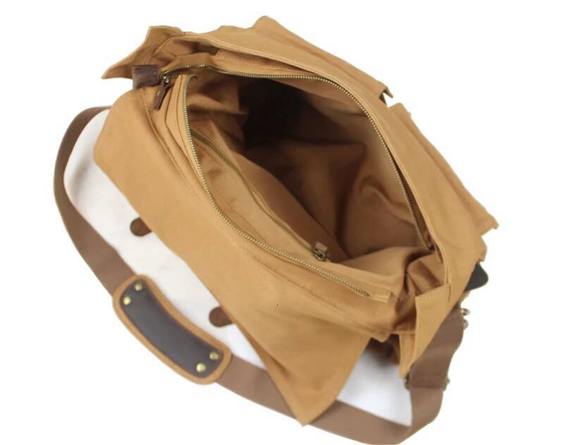 New Fashion Vintage Leather Men's Messenger Cotton Canvas Crossbody Men Shoulder Sling Casual Bag Leisure