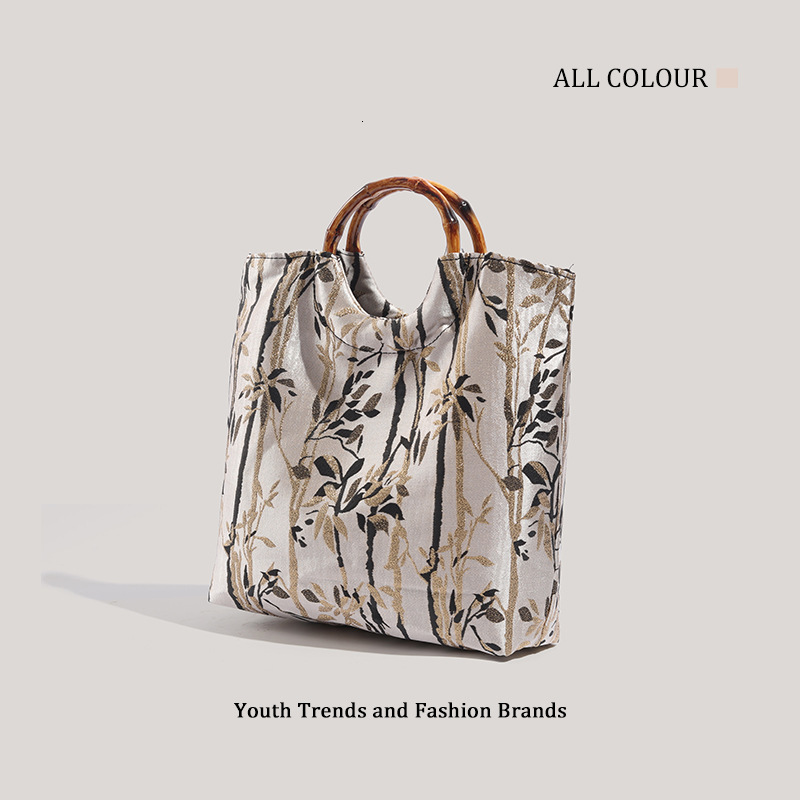 New Chinese Style Ink Series Forest Handbag Casual Niche Bamboo Handle Bag ddmymoon