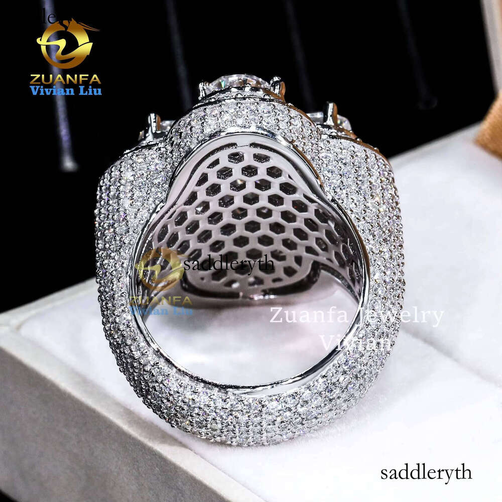 Fashion Men Gold Plated Hip Hop Jewelry Sterling Sier Iced Out Vvs Moissanite Dia Ring 71 4c