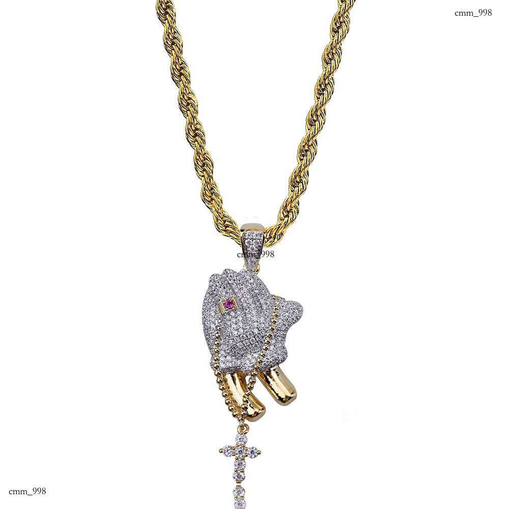 Hip Hop Prayer Gesture Pendant Necklace for Men and Women Trendy Ins Style