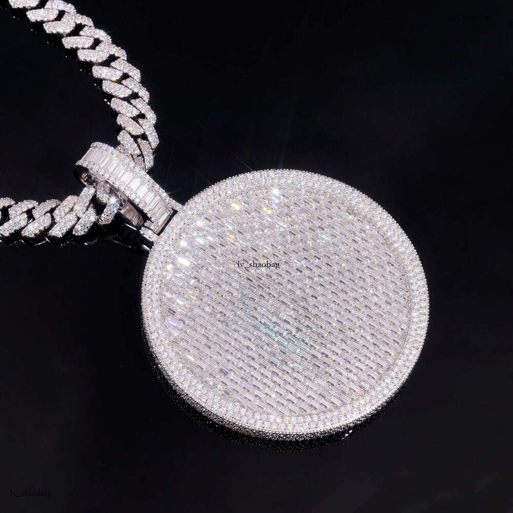 INS Round Disc Full Dia Hip Hop Pendant Necklace Men's Trendy Jewelry