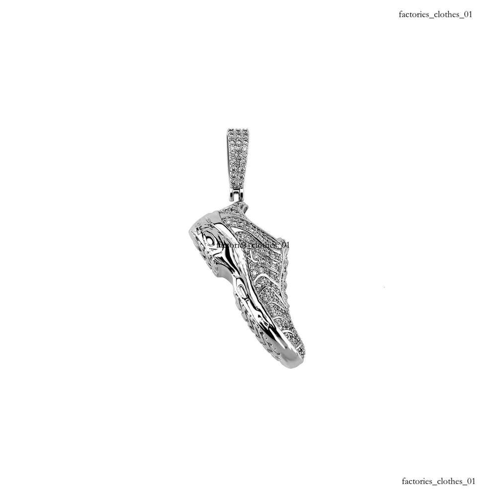 Dewu Same Style Gold Australian Full Moissanite chain Shoe Pendant Creative Trendy Unisex Sneaker Necklace