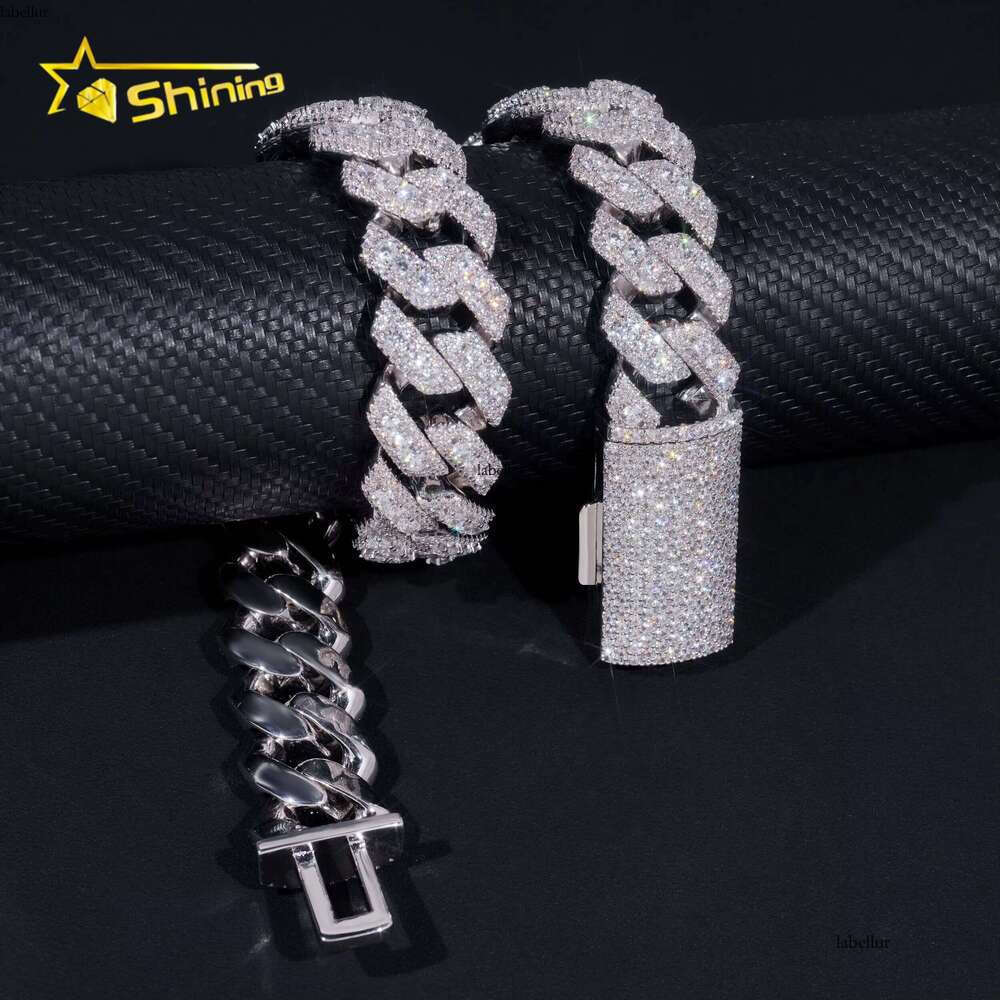 22Mm In Size, Extending 3 Rows Of Hip-Hop Sier Silica Cuban Chains For Men
