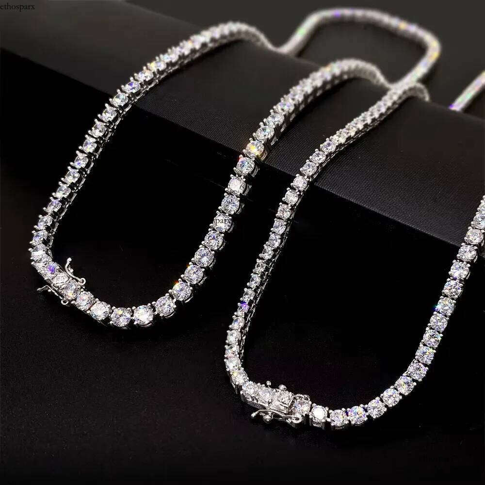 Hot Selling Sterling Sier Moissanite Tennis Chain Hip Hop Style Necklace