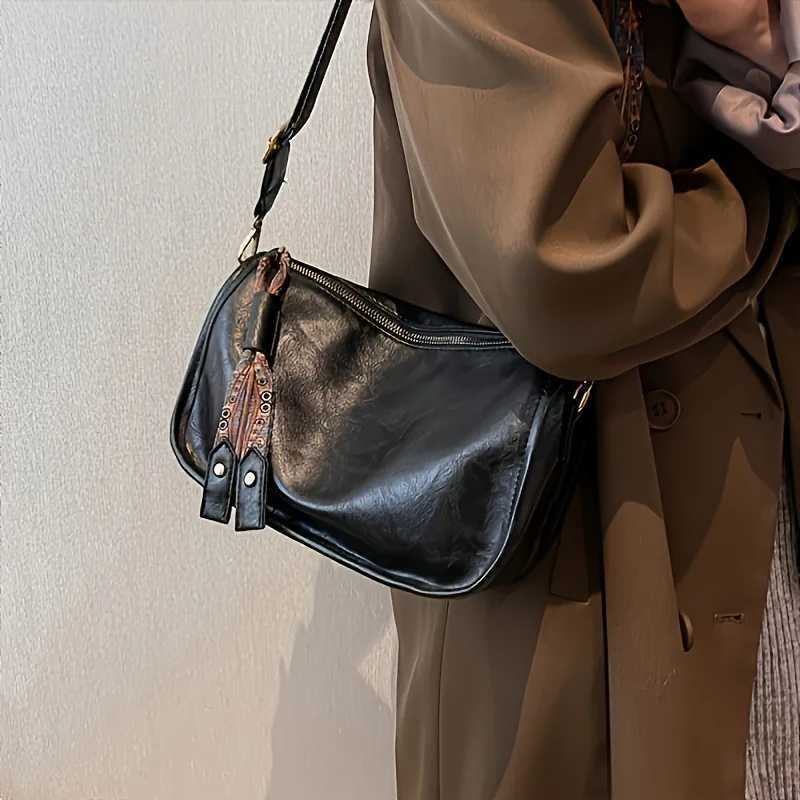 Graphic Pattern Zipper Crossbody Bag Stylish Shoulder Bag With Wide Strap Large Capacity Daily Purse Z250809