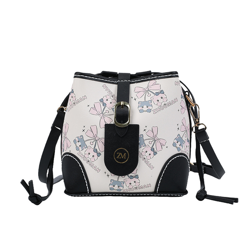 This year's popular bag female new fashion print all go together shoulder large capacity letter cross body bucket bag 2025