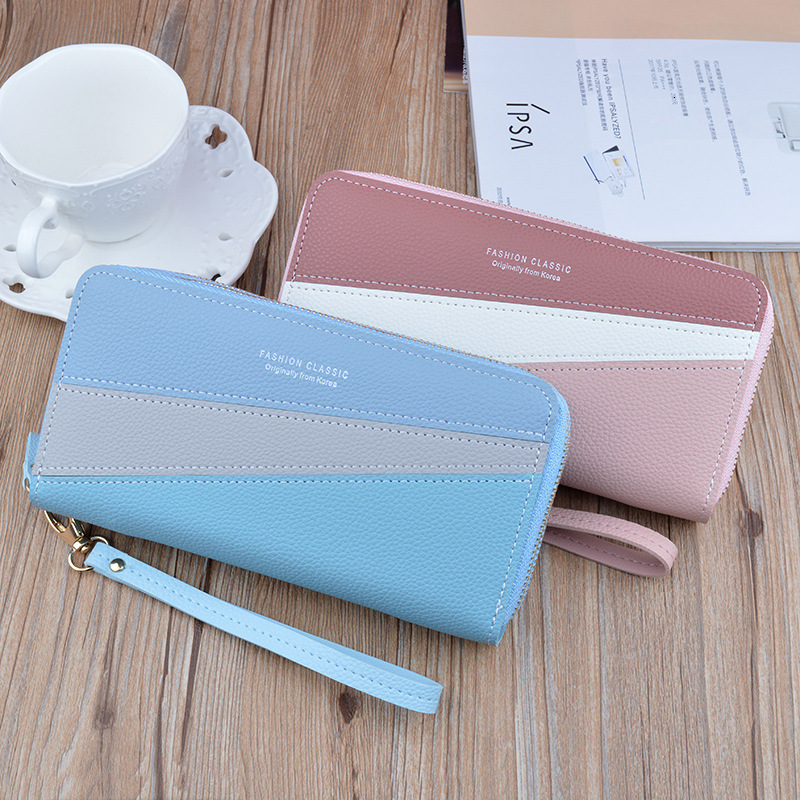 2025 New Luxury Bag Women's Long Wallet Double Designer Bag Zipper Clutch Double Layer Fashion Color Block Large Capacity Coin Purse Phone Bag