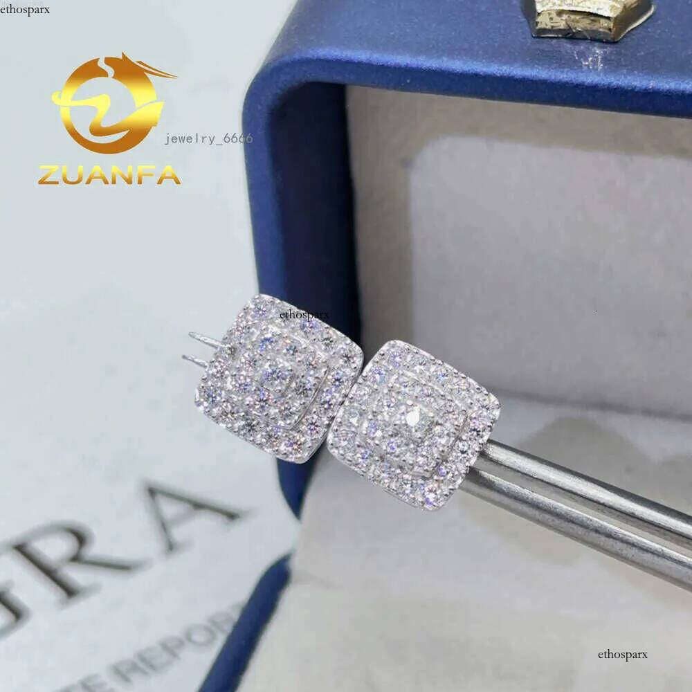 Hiphop Earrings Pass Dia Tester Sterling Sier Gold Plated Classic Moissanite Screw Back