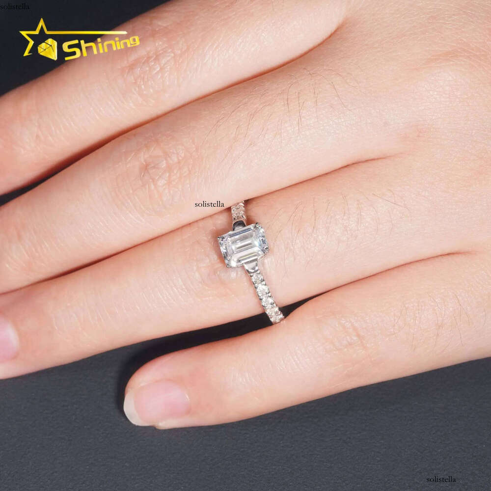Style Pass Tester Sterling Sier Rhodium Plated Women Jewelry Half Iced Out Band Dia Moissanite Wedding Ring