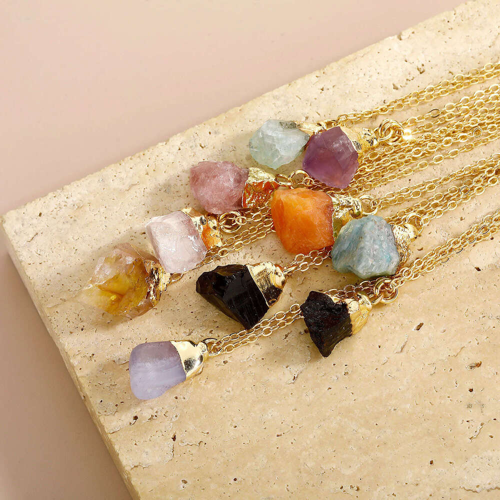 Agate Irregular Natural Plated Pendant Crystal Rough Stone