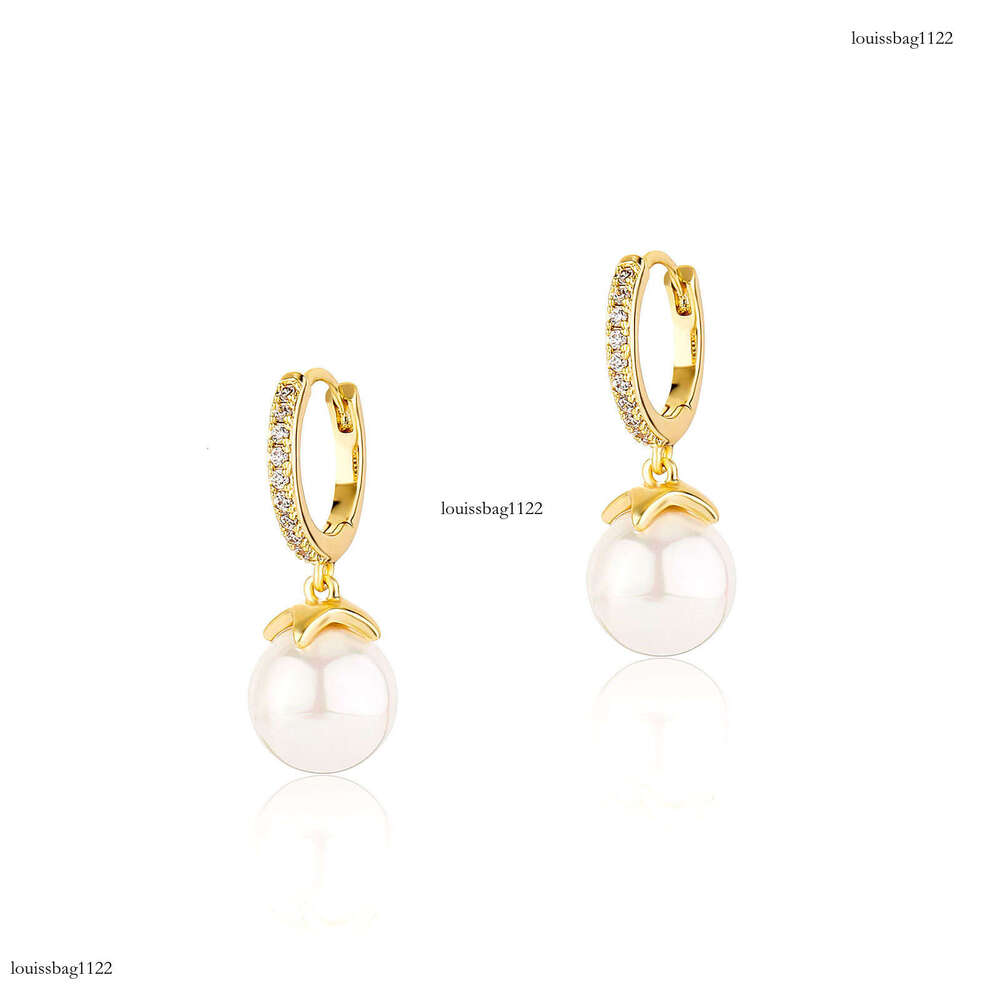 French Style Light Pearl for Women Versatile Micro Pave Zircon Drop Earrings Trendy Ear Jewelry