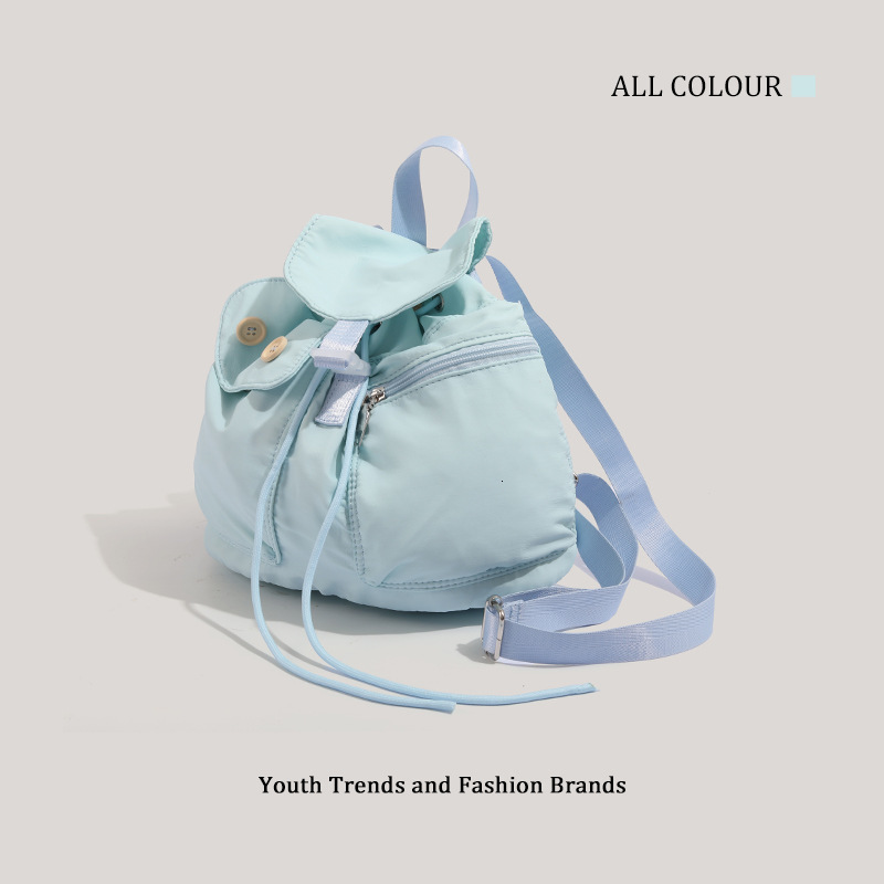 Niche Design Pocket Button Drawstring Blogger Same Style Outdoor Versatile Backpack for Women ddmymoon