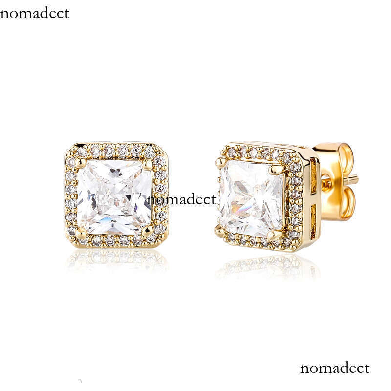 New Emerald Square Zircon Earrings Korean Fashion Elegant Simple Geometric National Trend Small Ear Jewelry