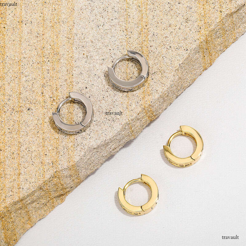 Geometric Round Micro Paved Zircon Earrings Personality Versatile Fashion Trend Buckle Ear Jewelry Accessories