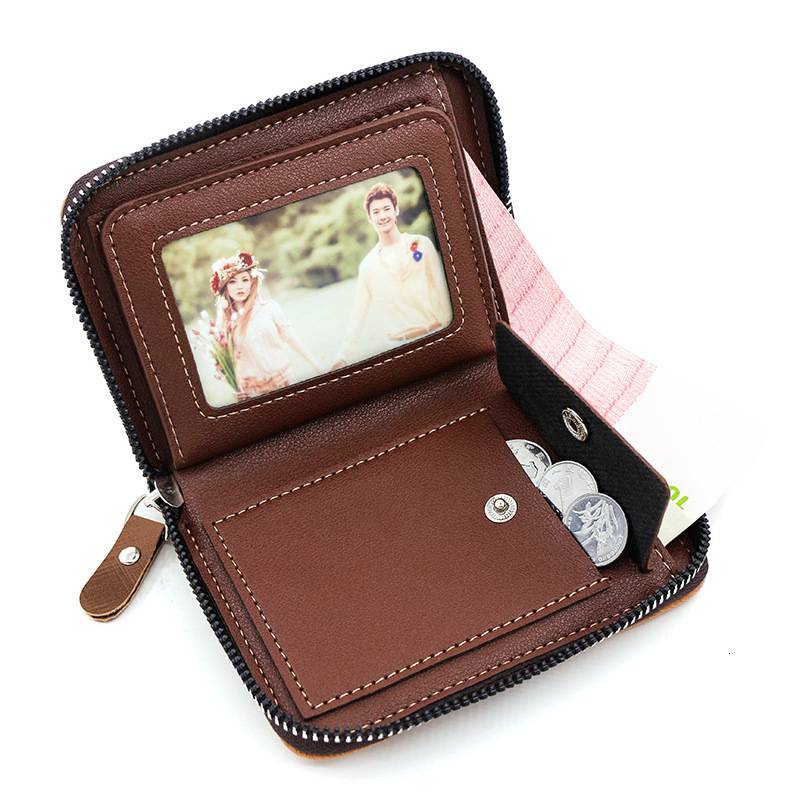 Fashion Patchwork Matte Men's Short Chain Wallet Gold Stamped Letter Luxury Bag Vertical Coin Purse Card Holder Coin Clip