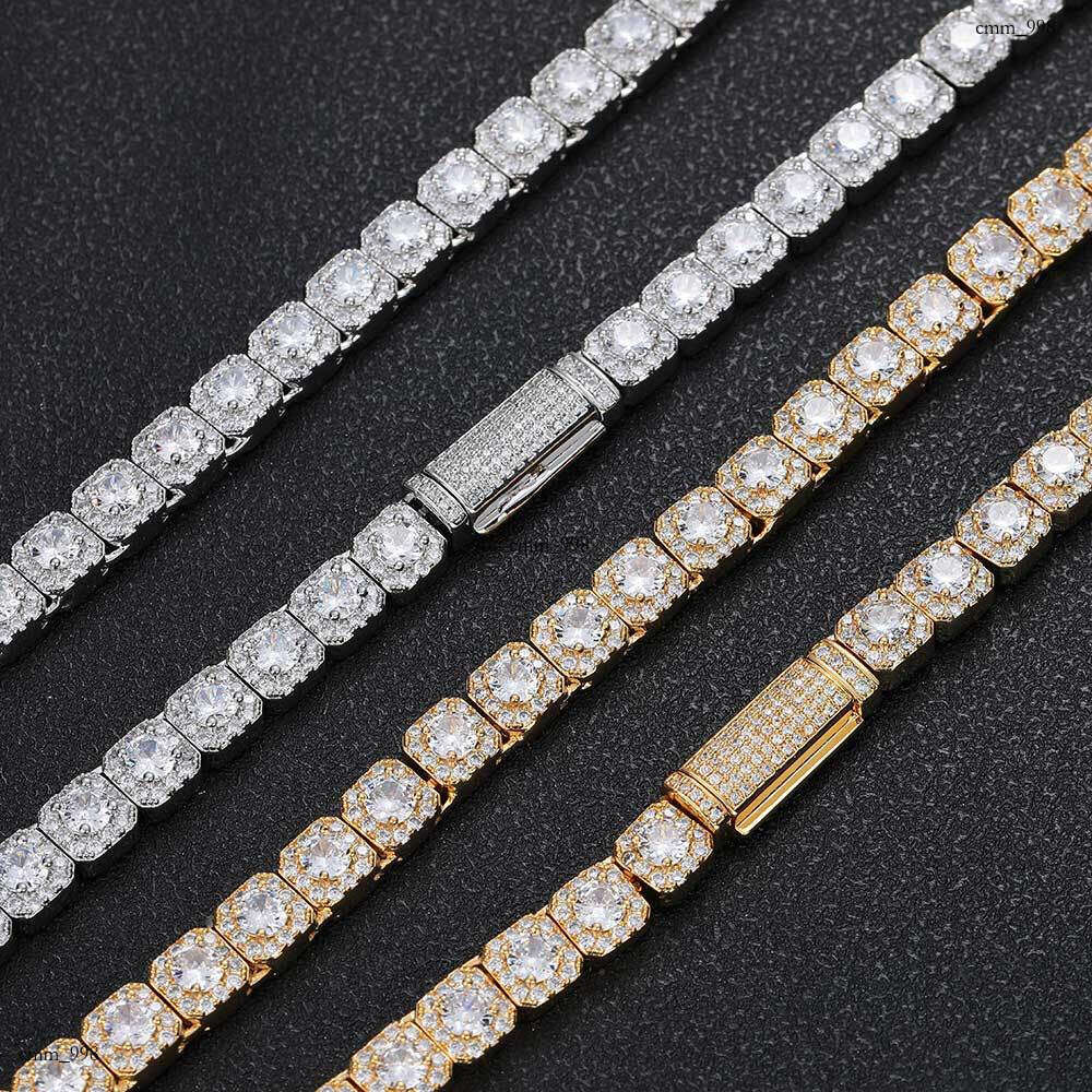 Hip Hop 7mm Flip Clasp Moissanite chain Rock Candy Chain Men's Necklace Jewelry High-end Niche