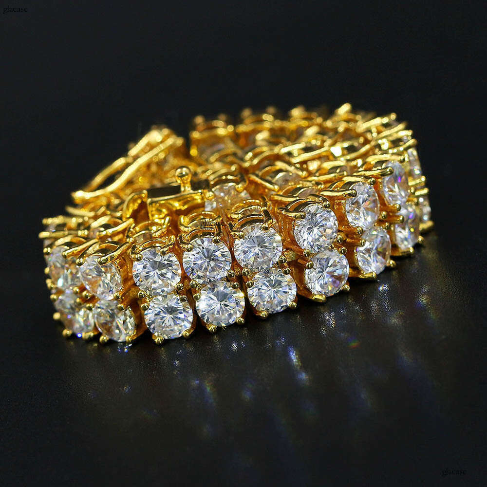 Jewelry Tennis Chain Double Row Zircon Sier Hip Hop Bracelet