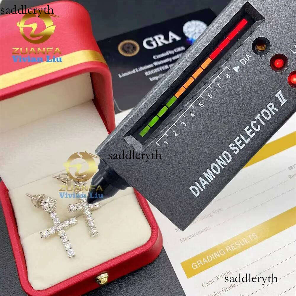 High Quality Gold Plated Sterling Sier Fine Jewelry Shiny Vvs Moissanite Dia Earrings
