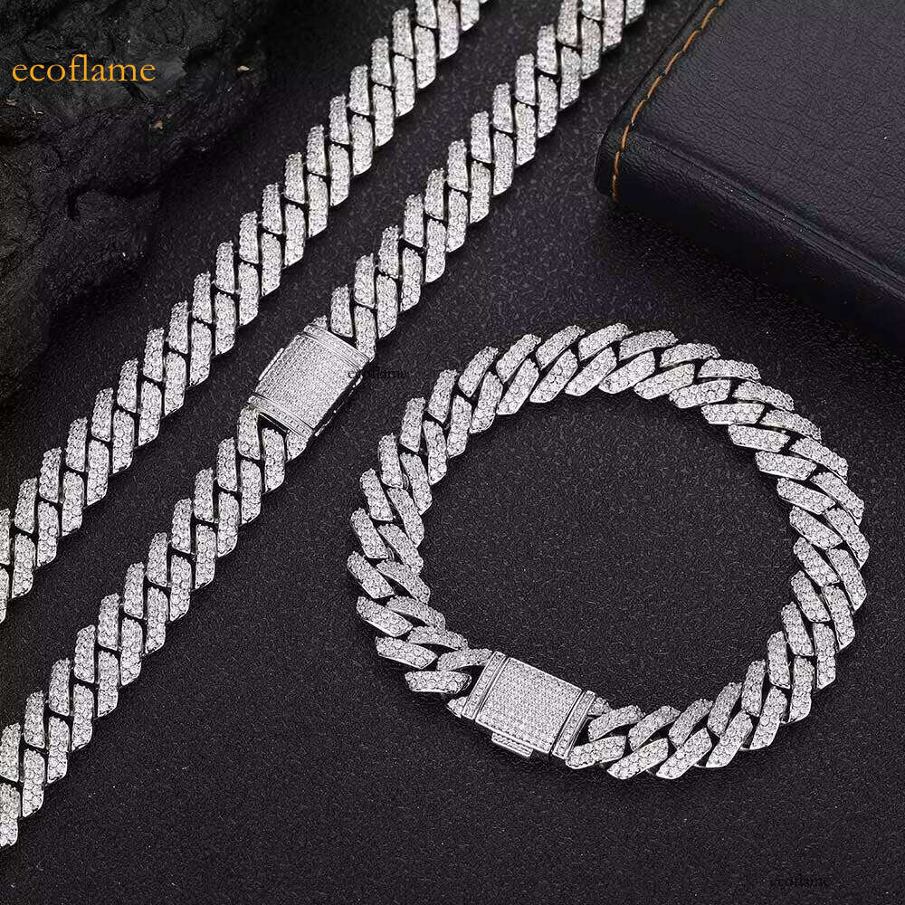 Hot Sale Two-Row Link Shiny Dia Jeweler Iced Out CZ Stone Sier Plated Miami Cuban Chain Bracelet