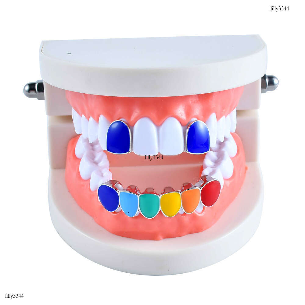 New Colorful Two Teeth Combination Real Gold Hip-Hop Braces