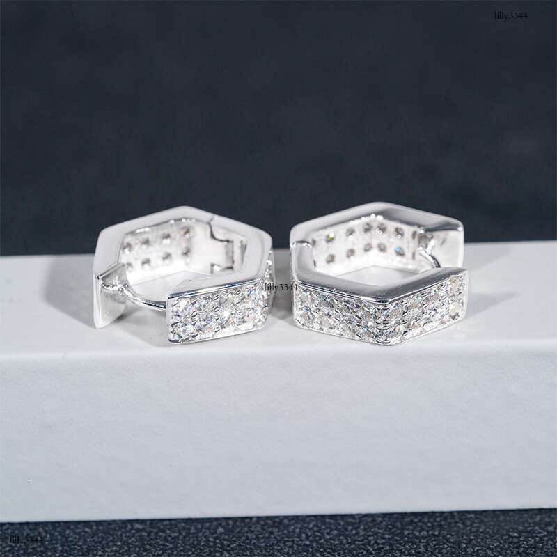 New Moissanite Sier Gold Plated Light Fashion Men's and Women's Earrings