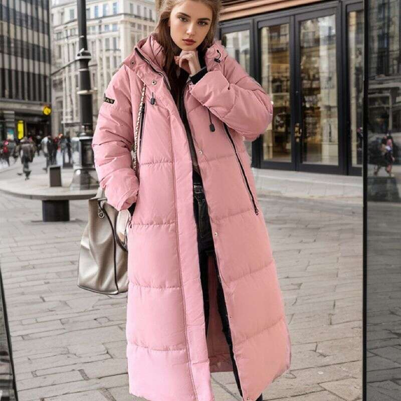 Women's Clothing Down Over The Knee For Women Winter Hooded Thickened Mid Length Bread Coat Cotton Padded Jacket Trendy