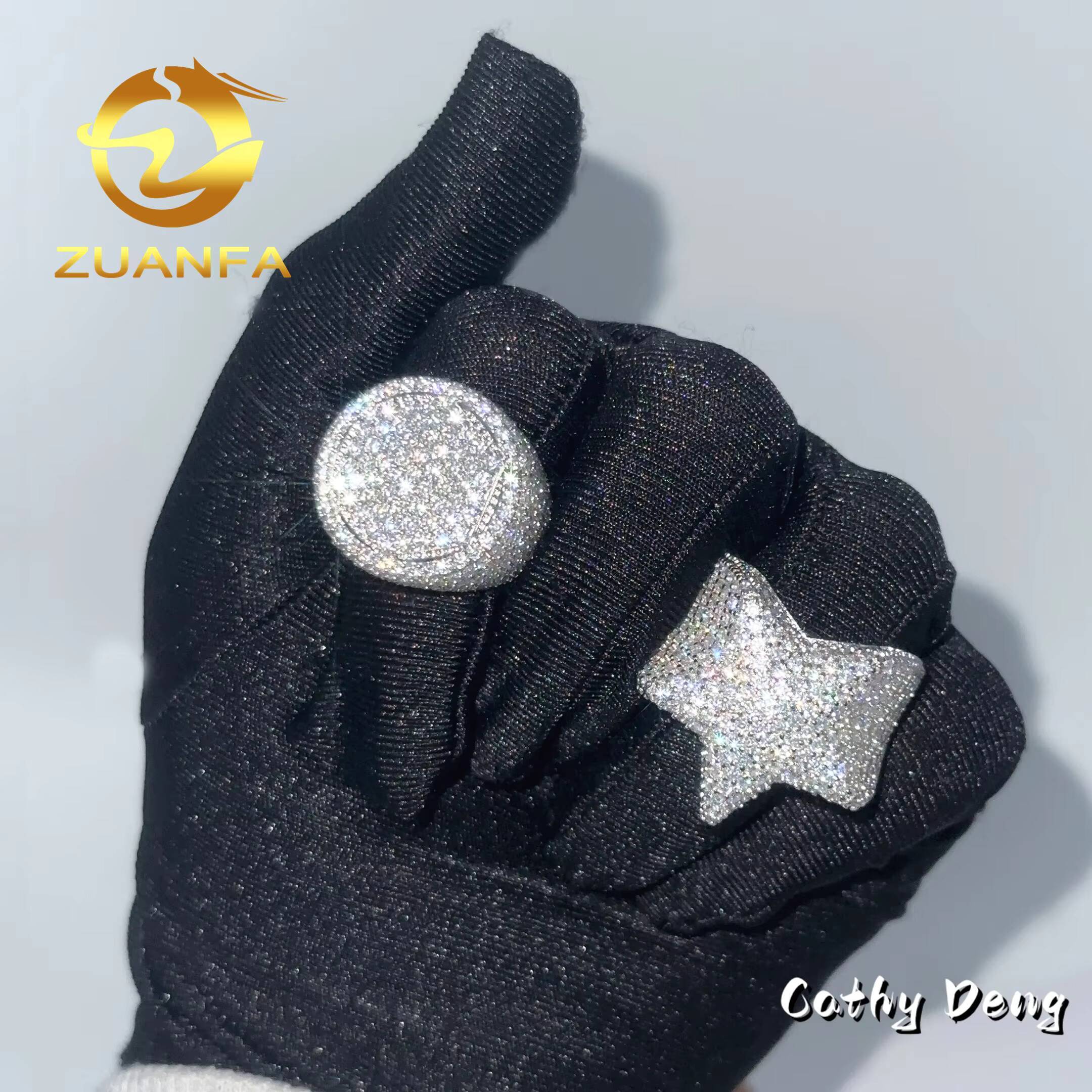 Jewelry Hot Selling Hip Hop Ring Heart Full Pave Moissanite 925 Sterling Silver Ice Out Moissanite Men Diamond Ring