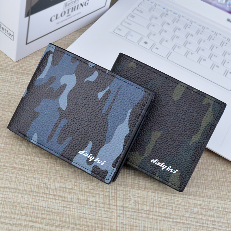 New Men's Wallet Short Style Fashion Camouflage Designer Bag Thin Wallet Large Capacity Luxury Bag Zipper Horizontal Soft Leather Wallet