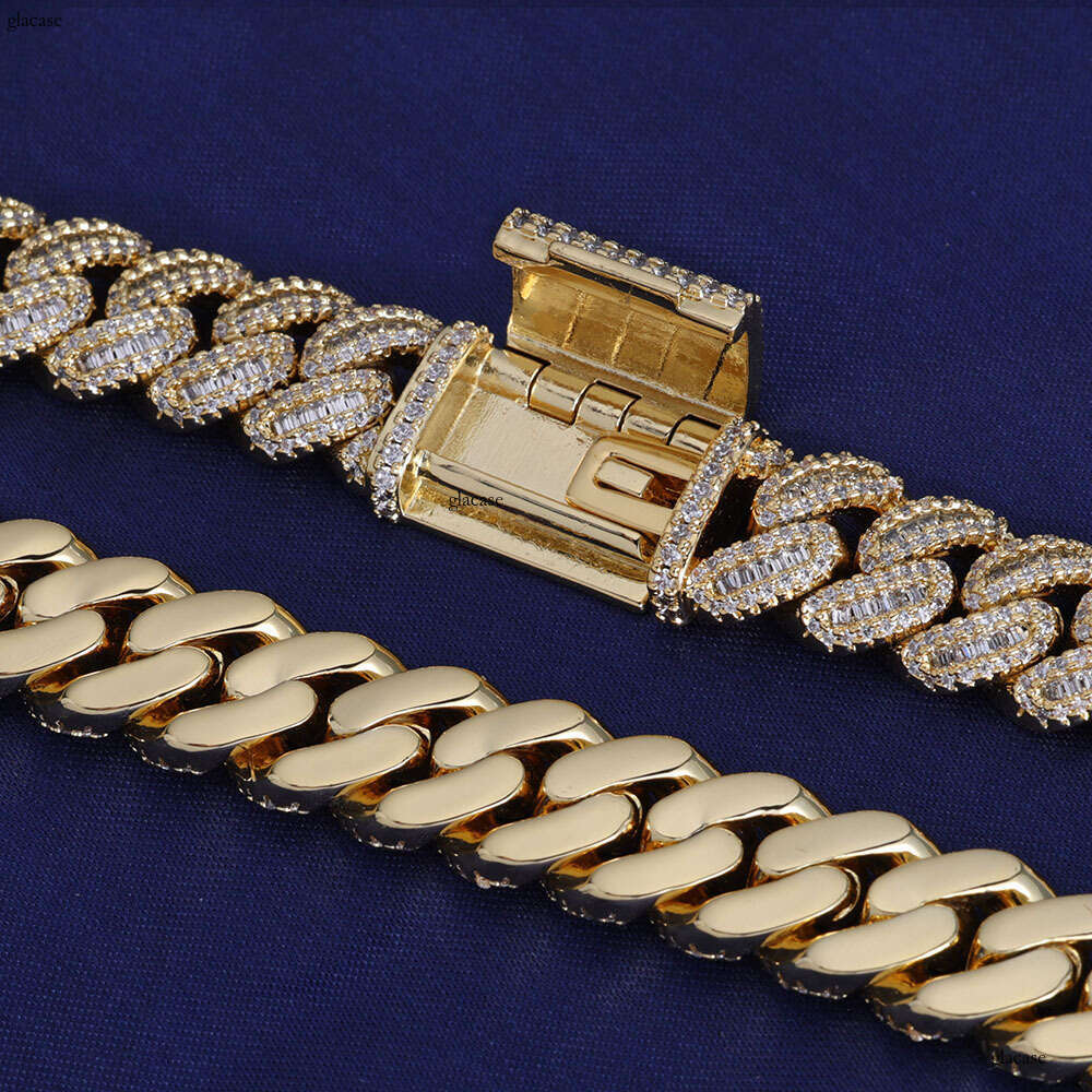 Hip Hop 12mm Mixed Inlay T Cubic Moissanite chain Cuban Chain Jewelry Accessories Men's Necklace