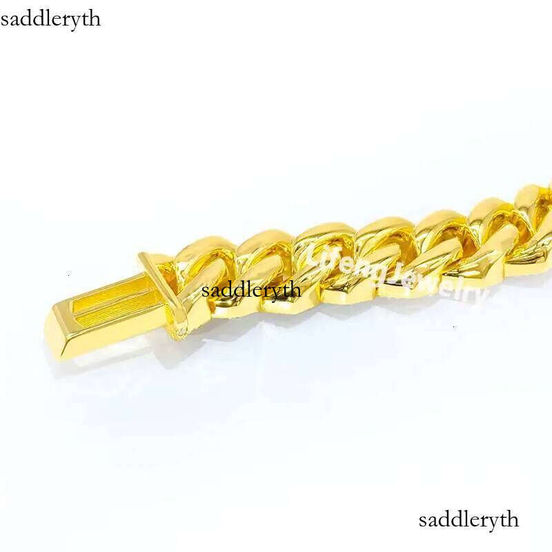 Lifeng Jewelry Custom Chain Link Iced Out 14mm VVS Moissanite Hip Hop Fashion Gold Plated Cuban Bracelet