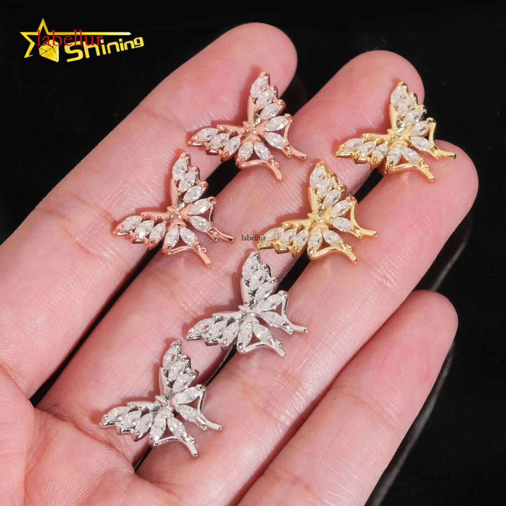 New Arrival D Color Dia Solid Sterling Sier Cute Bling Butterfly Moissanite Earrings Stud for Women