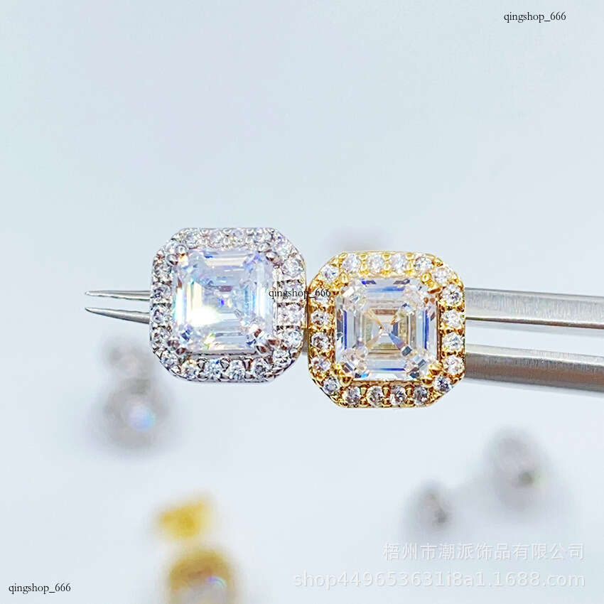 Hip-Hop Zirconia Stud Full Dia Electroplated Fashion Versatile New Style Exquisite Earrings