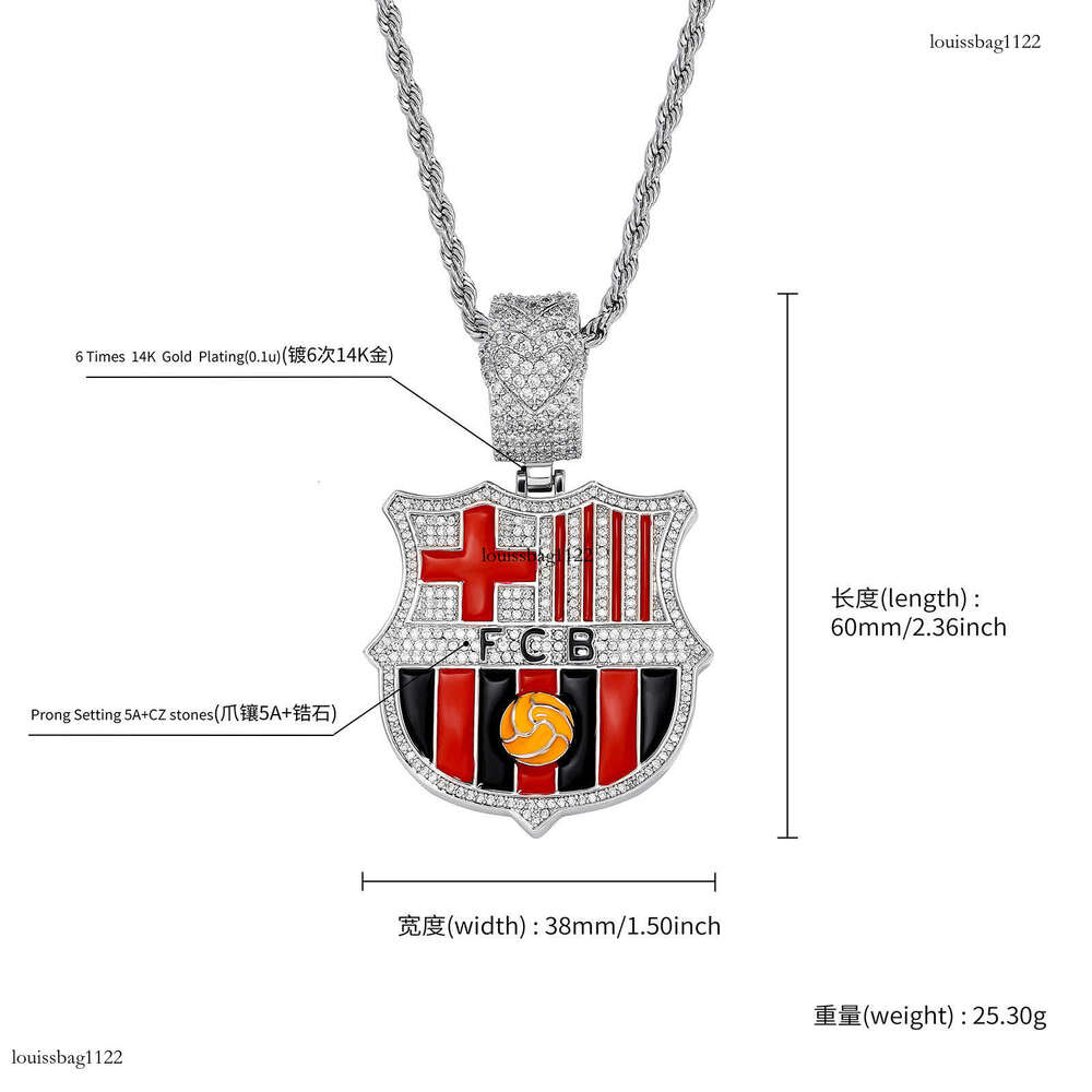INS Hip-Hop Football Badge Pendant Colorful Enamel Fan Commemorative Necklace