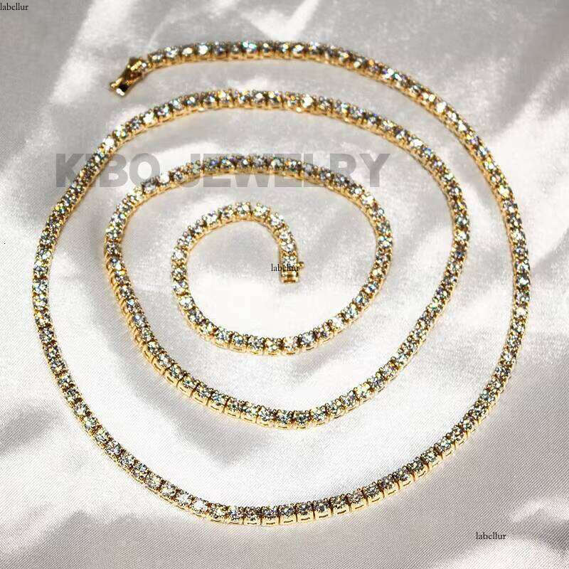 Jewelry Hip Hop Gold Plated Sterling Sier 3 4 5Mm VVS Cubic Zirconia Tennis Necklace Chain