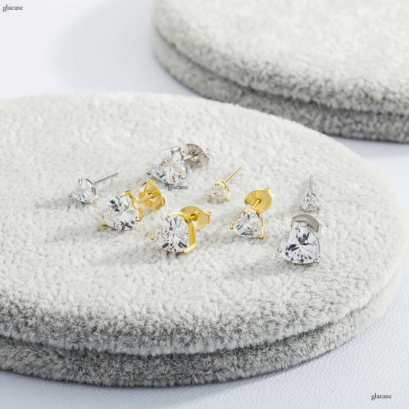 0.1 - 1 ct Sier Inlaid Moissanite Heart Stud Earrings Hip Hop Jewelry