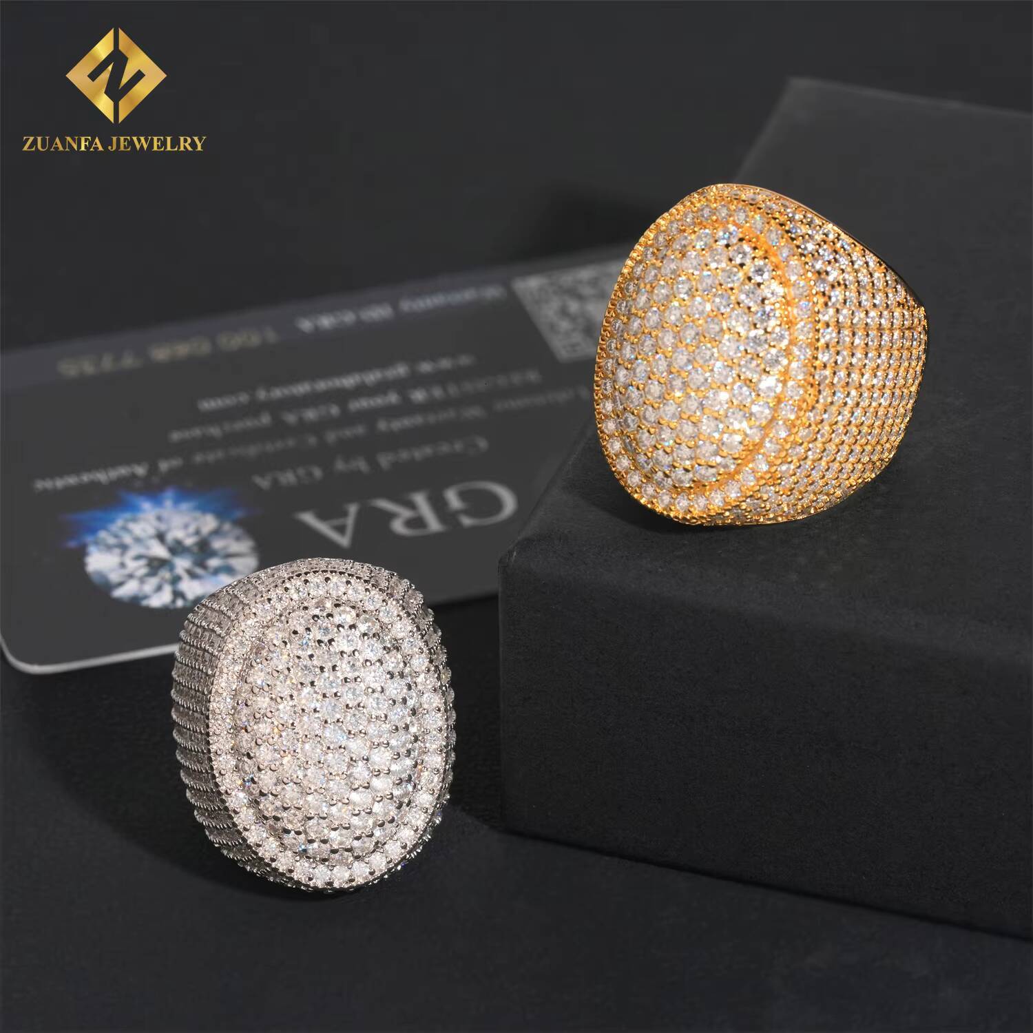 High Quality 925 Sterling Silver Iced Out Diamond Men Ring Hip Hop Moissanite Diamonsd Rapper Ring with GRA Certificate
