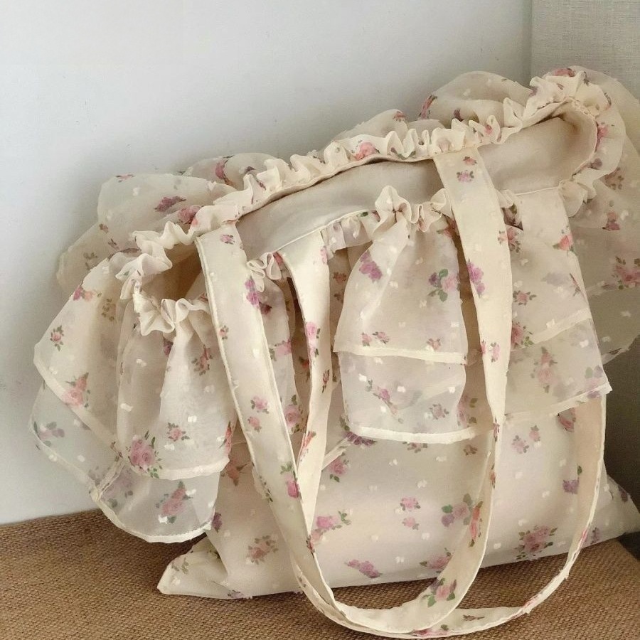 2025 New Korean Style Floral for Women, Fresh and Simple Commuter Backpack, Versatile Large Capacity Canvas Double Shoulder Bag ddmymoon