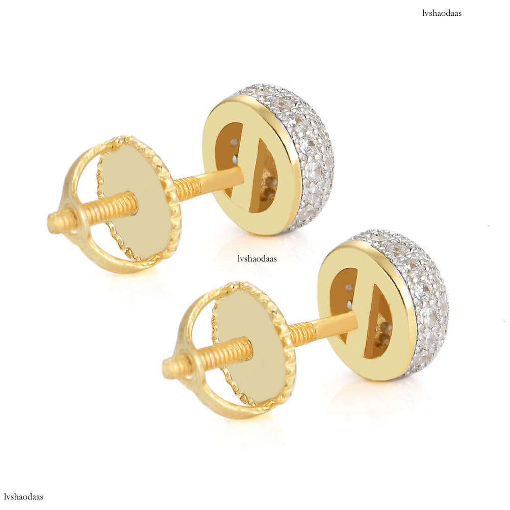 S Hip Hop Men's Round Three-Dimensional Micro-Paved Zircon Spiral Ear StudIced Out VVS Earrings