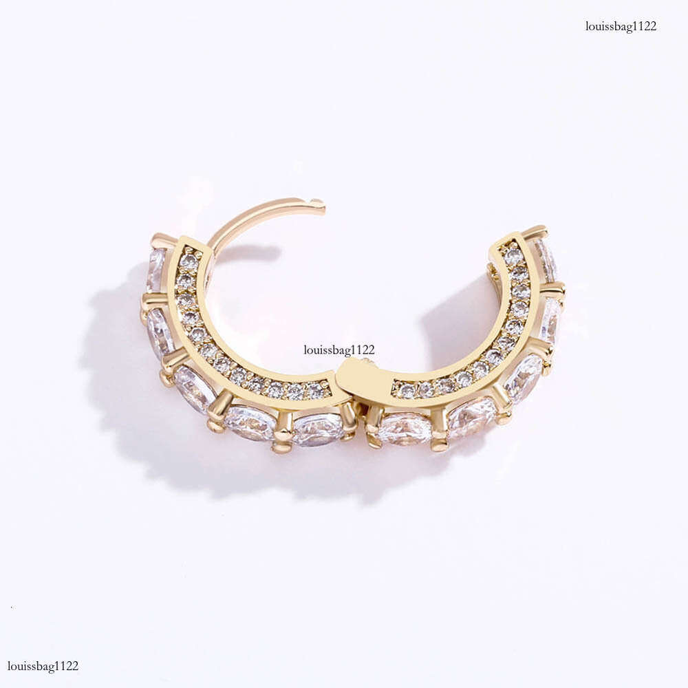 New Style Hoop Full Zircon BlingBling Unisex Hip-Hop Earrings Gold Jewelry