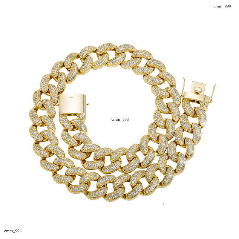 28MM Exaggerated Hip-Hop Necklace Full Dia Cuban Chain Personality Trendy Men's Bracelet Jewelry