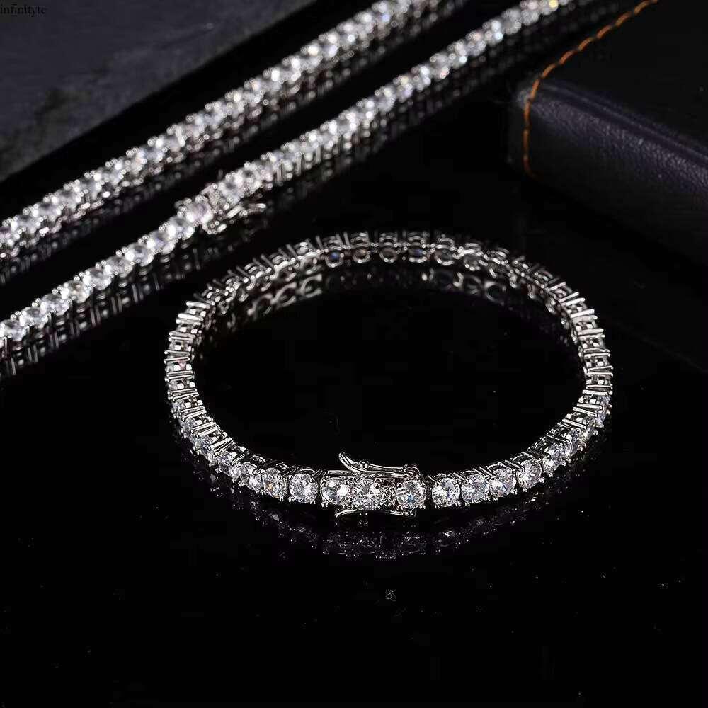 NUOYA 3MM High Quality Dia Bracelet Iced Out CZ Stone Gold Plated Tennis Chain Jewelry for Women