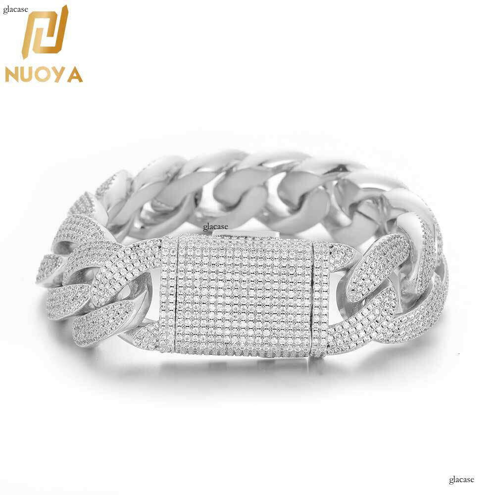 New 20mm Four-Row Dia Bubble Cuban Chain Zircon Personality Men's Hip-Hop Bracelet