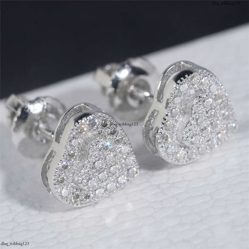 ICED OUT New Personalized Heart-shaped EarringIced Out VVS Moissanite D Color VVS Hip-hop Ear Jewelry